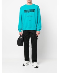 türkises bedrucktes Sweatshirt von Moschino