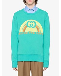 türkises bedrucktes Sweatshirt von Gucci