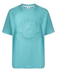 türkises bedrucktes T-Shirt mit einem Rundhalsausschnitt von AAPE BY A BATHING APE