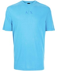 türkises bedrucktes T-Shirt mit einem Rundhalsausschnitt von Armani Exchange