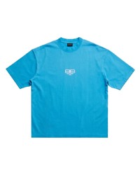 türkises bedrucktes T-Shirt mit einem Rundhalsausschnitt von Balenciaga