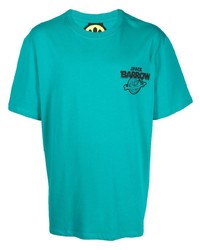 türkises bedrucktes T-Shirt mit einem Rundhalsausschnitt von BARROW