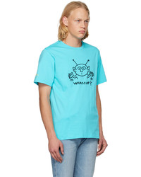 türkises bedrucktes T-Shirt mit einem Rundhalsausschnitt von Converse