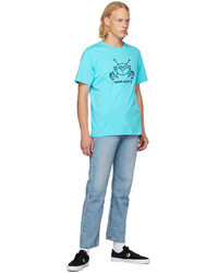 türkises bedrucktes T-Shirt mit einem Rundhalsausschnitt von Converse