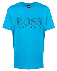 türkises bedrucktes T-Shirt mit einem Rundhalsausschnitt von BOSS HUGO BOSS