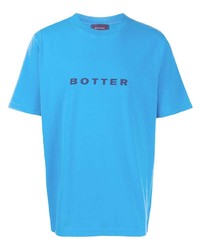türkises bedrucktes T-Shirt mit einem Rundhalsausschnitt von Botter
