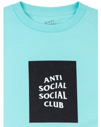 türkises bedrucktes T-Shirt mit einem Rundhalsausschnitt von Anti Social Social Club