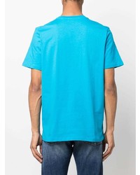 türkises bedrucktes T-Shirt mit einem Rundhalsausschnitt von Dondup