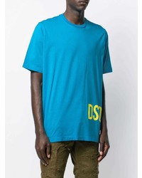 türkises bedrucktes T-Shirt mit einem Rundhalsausschnitt von DSQUARED2