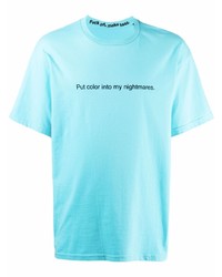türkises bedrucktes T-Shirt mit einem Rundhalsausschnitt von F.A.M.T.
