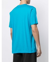 türkises bedrucktes T-Shirt mit einem Rundhalsausschnitt von Kiton