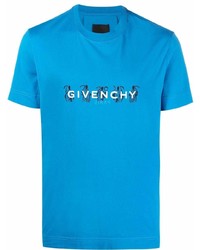 türkises bedrucktes T-Shirt mit einem Rundhalsausschnitt von Givenchy