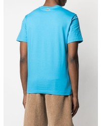 türkises bedrucktes T-Shirt mit einem Rundhalsausschnitt von Lacoste