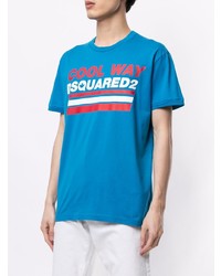 türkises bedrucktes T-Shirt mit einem Rundhalsausschnitt von DSQUARED2