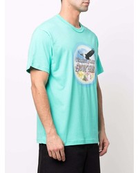 türkises bedrucktes T-Shirt mit einem Rundhalsausschnitt von VERSACE JEANS COUTURE