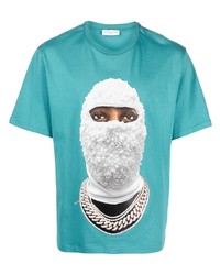türkises bedrucktes T-Shirt mit einem Rundhalsausschnitt von Ih Nom Uh Nit