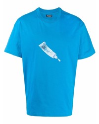 türkises bedrucktes T-Shirt mit einem Rundhalsausschnitt von Jacquemus
