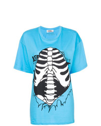 türkises bedrucktes T-Shirt mit einem Rundhalsausschnitt von Jeremy Scott