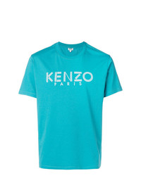 türkises bedrucktes T-Shirt mit einem Rundhalsausschnitt von Kenzo