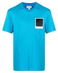 türkises bedrucktes T-Shirt mit einem Rundhalsausschnitt von Lacoste