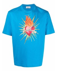 türkises bedrucktes T-Shirt mit einem Rundhalsausschnitt von Lanvin