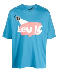 türkises bedrucktes T-Shirt mit einem Rundhalsausschnitt von Levi's