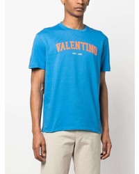 türkises bedrucktes T-Shirt mit einem Rundhalsausschnitt von Valentino