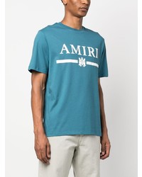 türkises bedrucktes T-Shirt mit einem Rundhalsausschnitt von Amiri