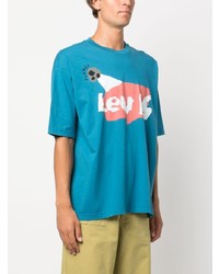 türkises bedrucktes T-Shirt mit einem Rundhalsausschnitt von Levi's