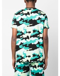 türkises bedrucktes T-Shirt mit einem Rundhalsausschnitt von Karl Lagerfeld