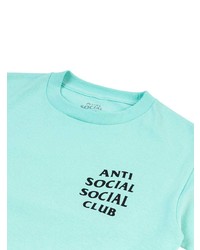 türkises bedrucktes T-Shirt mit einem Rundhalsausschnitt von Anti Social Social Club