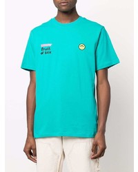 türkises bedrucktes T-Shirt mit einem Rundhalsausschnitt von BARROW