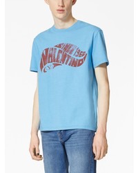 türkises bedrucktes T-Shirt mit einem Rundhalsausschnitt von Valentino Garavani