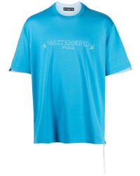 türkises bedrucktes T-Shirt mit einem Rundhalsausschnitt von Mastermind World
