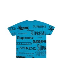 türkises bedrucktes T-Shirt mit einem Rundhalsausschnitt von Supreme