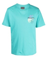 türkises bedrucktes T-Shirt mit einem Rundhalsausschnitt von Musium Div.