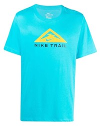 türkises bedrucktes T-Shirt mit einem Rundhalsausschnitt von Nike