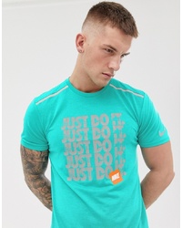 türkises bedrucktes T-Shirt mit einem Rundhalsausschnitt von Nike Running