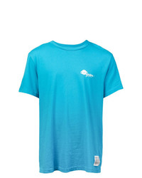 türkises bedrucktes T-Shirt mit einem Rundhalsausschnitt von Oyster Holdings