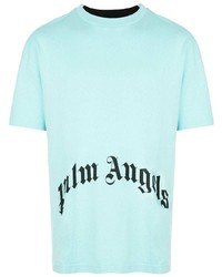 türkises bedrucktes T-Shirt mit einem Rundhalsausschnitt von Palm Angels