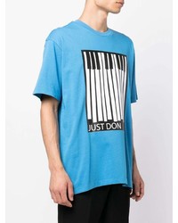 türkises bedrucktes T-Shirt mit einem Rundhalsausschnitt von Just Don