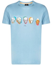 türkises bedrucktes T-Shirt mit einem Rundhalsausschnitt von PS Paul Smith