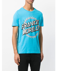 türkises bedrucktes T-Shirt mit einem Rundhalsausschnitt von Frankie Morello