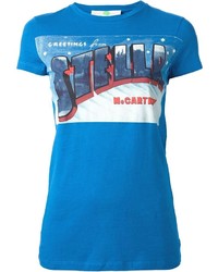 türkises bedrucktes T-Shirt mit einem Rundhalsausschnitt von Stella McCartney