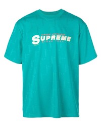 türkises bedrucktes T-Shirt mit einem Rundhalsausschnitt von Supreme