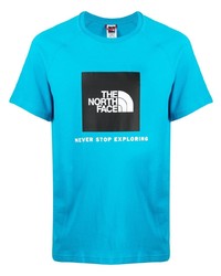 türkises bedrucktes T-Shirt mit einem Rundhalsausschnitt von The North Face