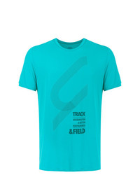 türkises bedrucktes T-Shirt mit einem Rundhalsausschnitt von Track & Field