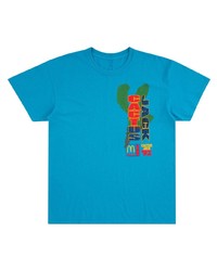 türkises bedrucktes T-Shirt mit einem Rundhalsausschnitt von Travis Scott Astroworld