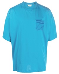 türkises bedrucktes T-Shirt mit einem Rundhalsausschnitt von Zegna