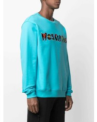 türkises besticktes Sweatshirt von Moschino